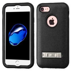 Funda Protector Triple Layer Uso Rudo  Iphone 7 Negro c/pie metalico